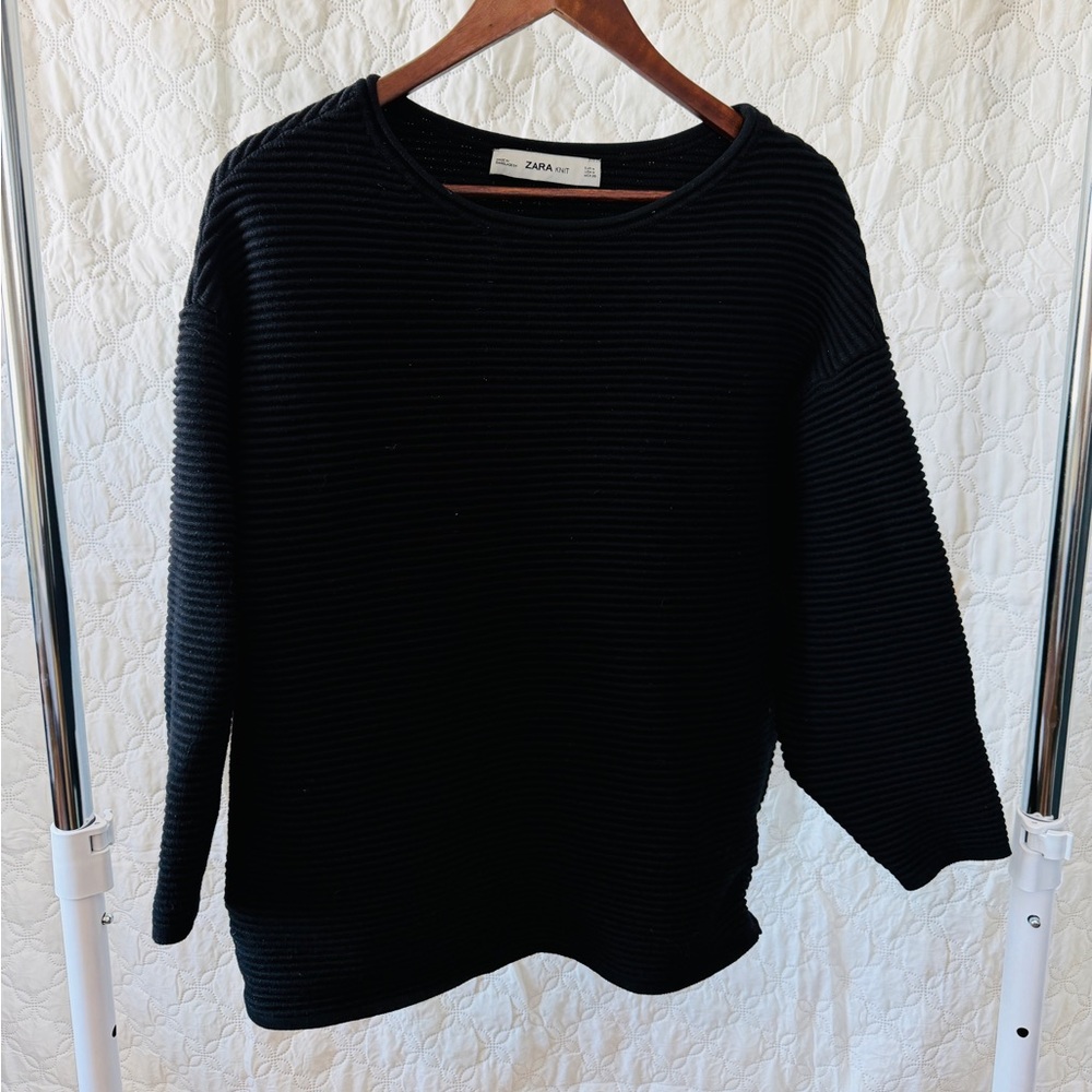 zara black ribbed knit sweater